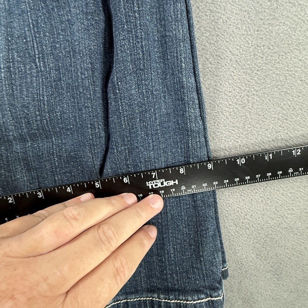 Wrangler Rock 47 Womens Blue Denim‎ Ultra Low Rise Bootcut Jeans 3X34 Y2K - Picture 10 of 10